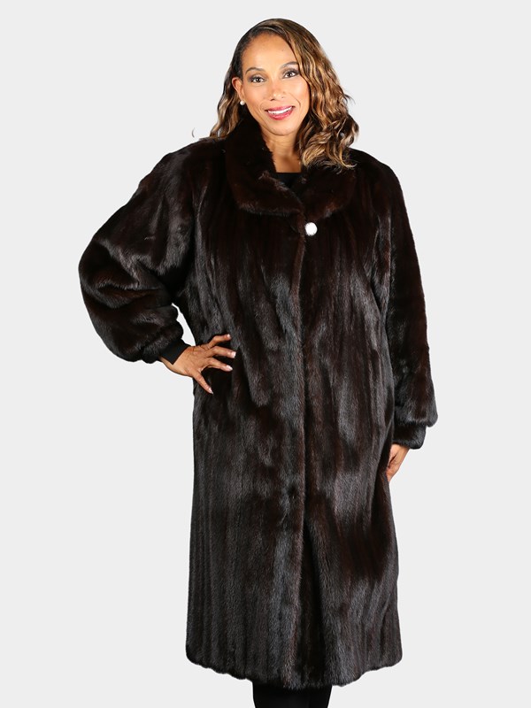 Woman's Natural Deep Mahogany Female Mink Fur Coat