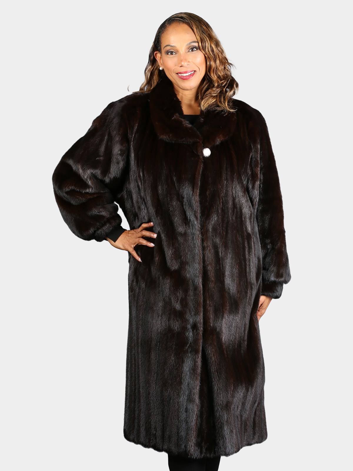 Woman's Natural Deep Mahogany Female Mink Fur Coat