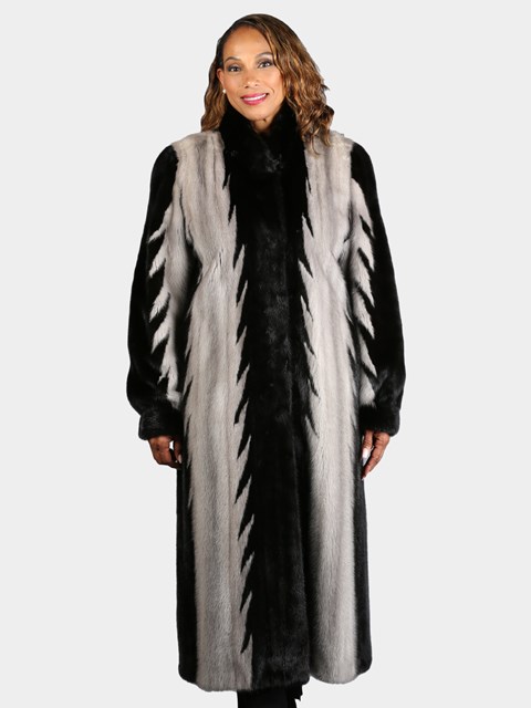 Woman's Natural Ranch and Blue Iris Mink Fur Coat