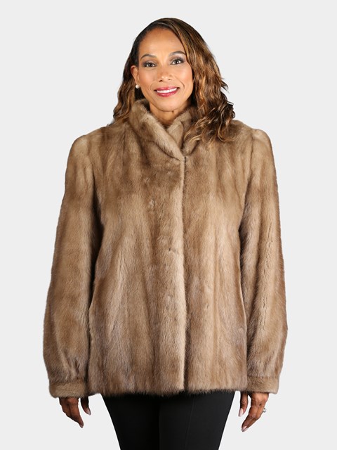 Woman's Plus Size Natural Pastel Mink Fur Jacket