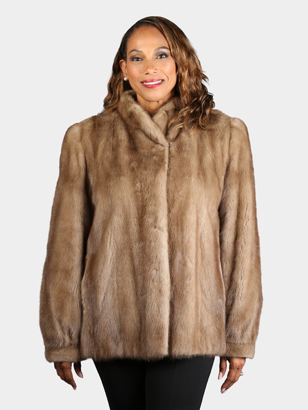 Woman's Plus Size Natural Pastel Mink Fur Jacket