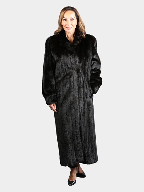 Woman's Dyed Black Mink Fur Coat