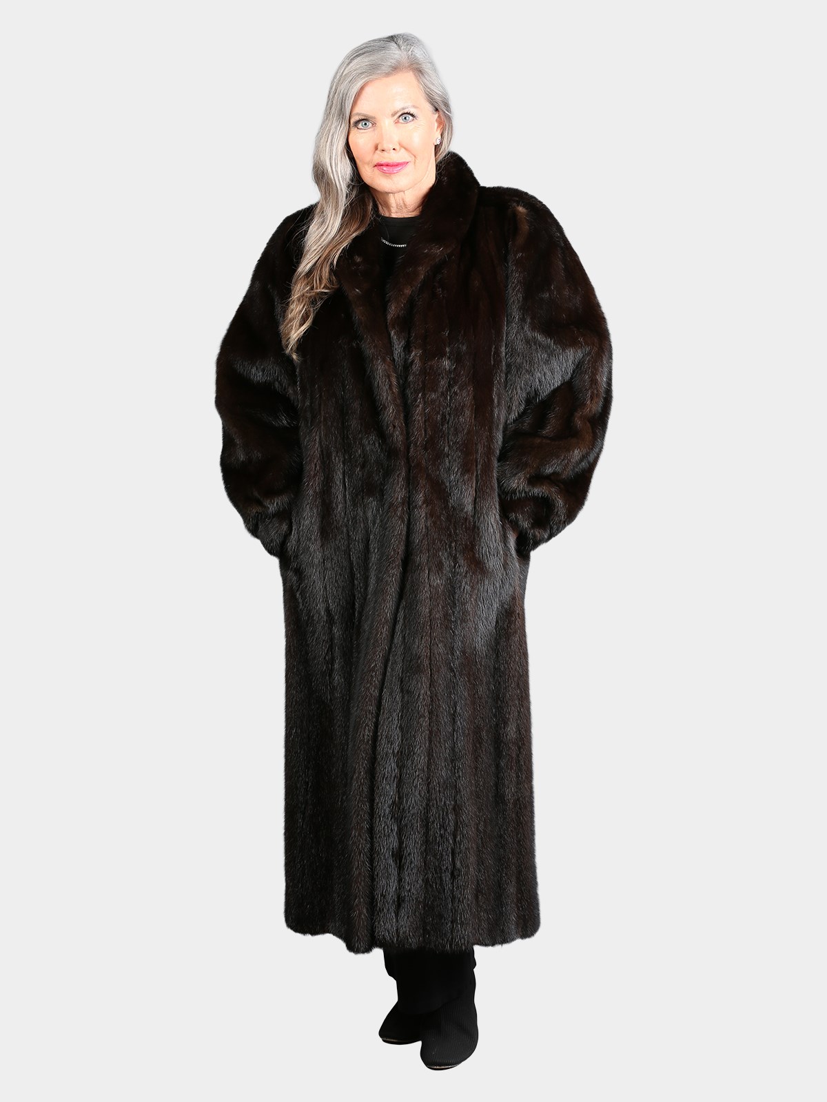 Woman's Natural Deepest Mahogany Mink Fur Coat