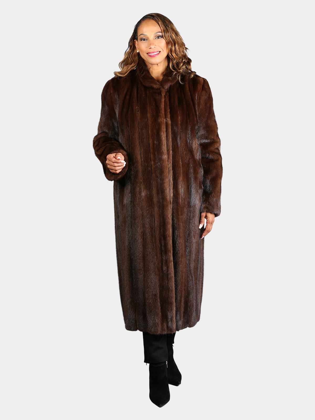 Woman's Natural Mahogany Mink Fur Coat