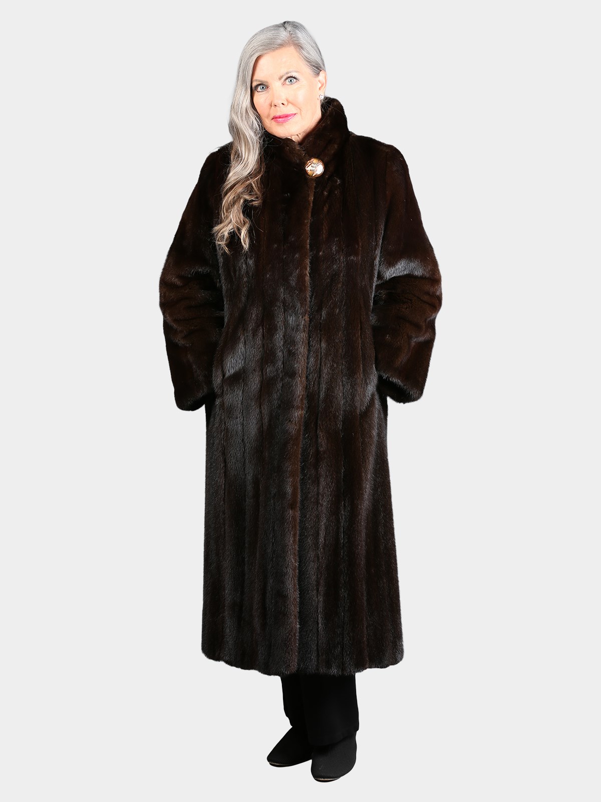Woman's Natural Mahogany Mink Fur Coat (Reversible)