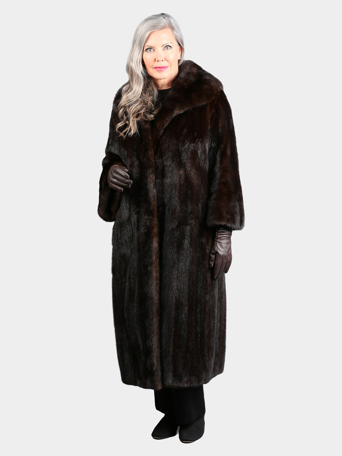 Woman's Vintage Natural Deep Mahogany Female Mink Fur Coat