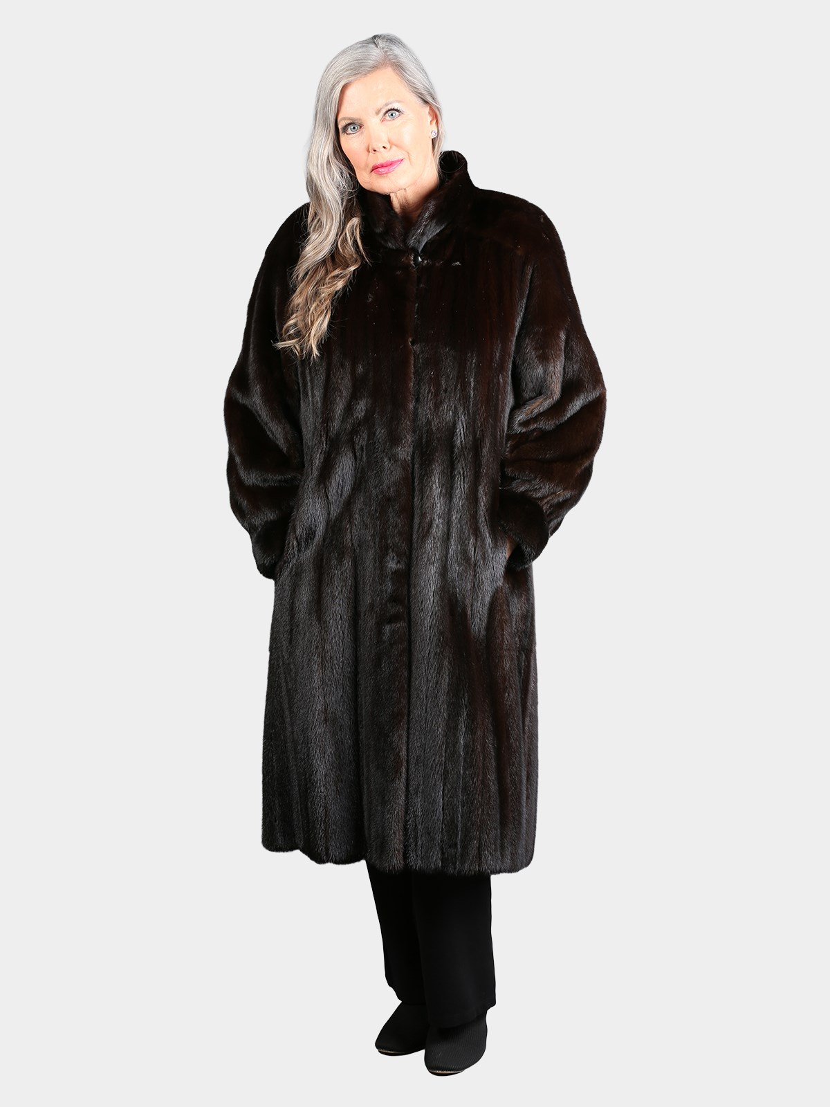 Woman's Natural Deepest Mahogany Female Mink Fur Coat