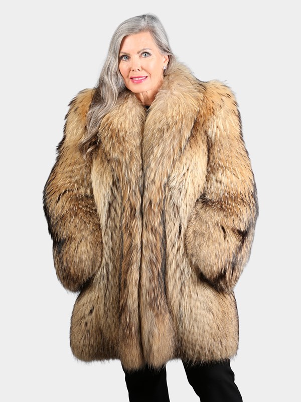 Woman's Natural Finnish Raccoon Fur Stroller