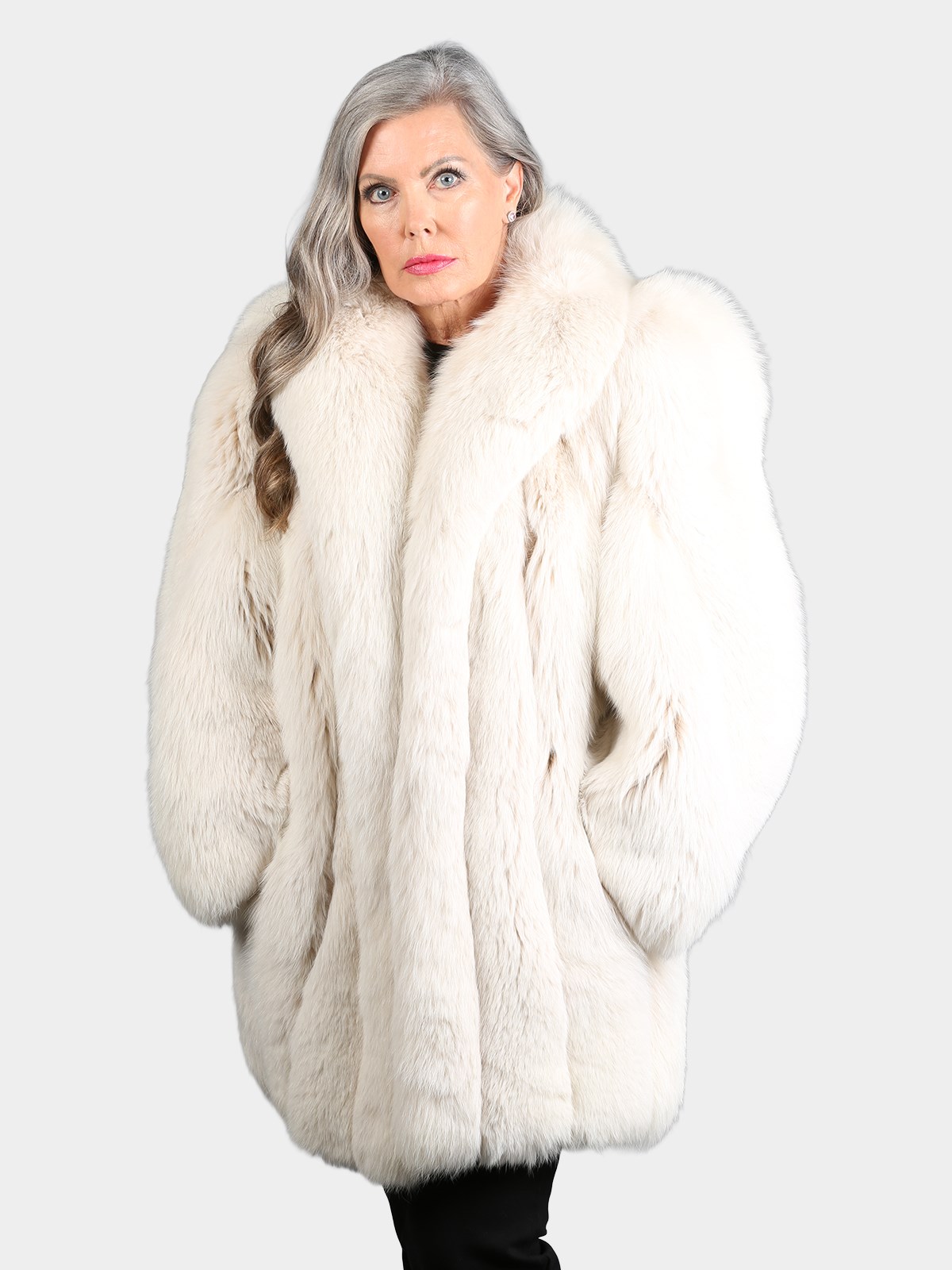 Woman's Natural Shadow Fox Fur Stroller