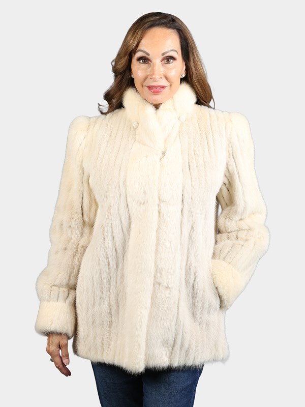 Woman's Natural Tourmaline Cord Cut Mink Fur Jacket