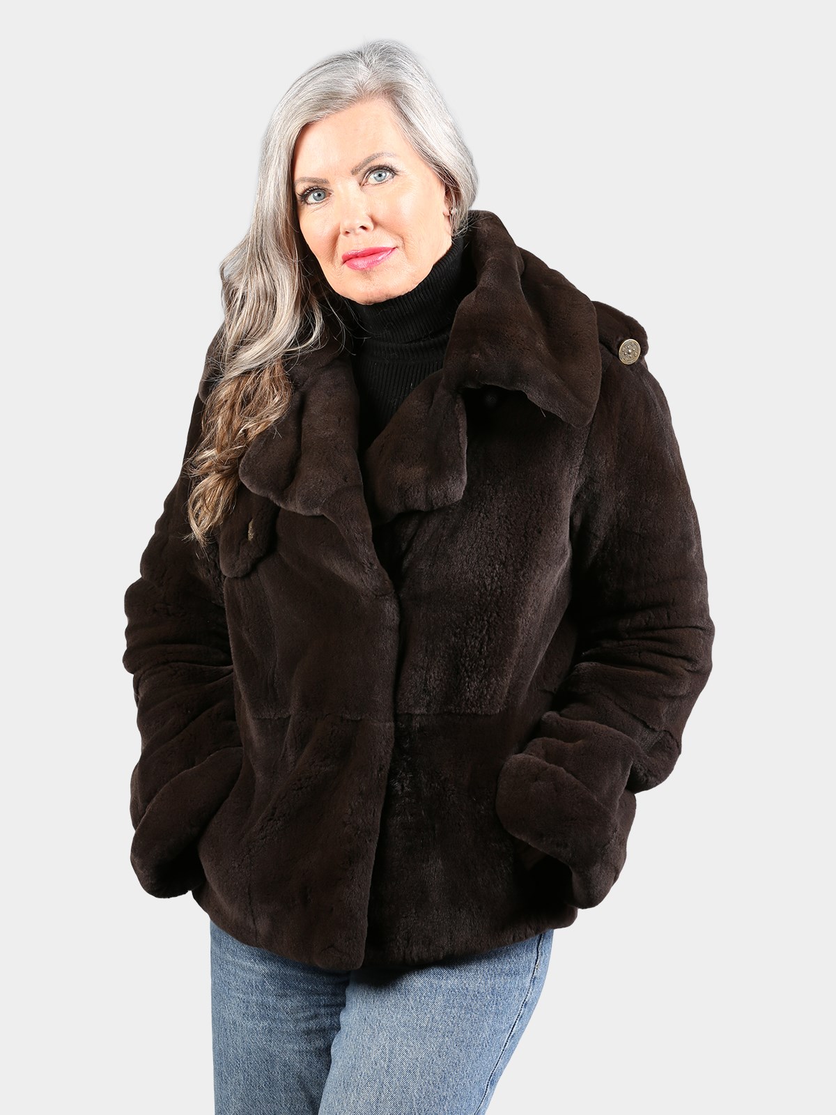 Woman's Dyed Brown Sheared Mink Fur Jacket