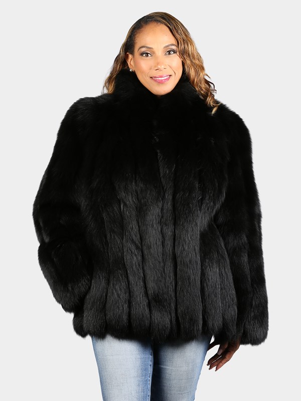 Woman's Dyed Black Fox Fur Jacket