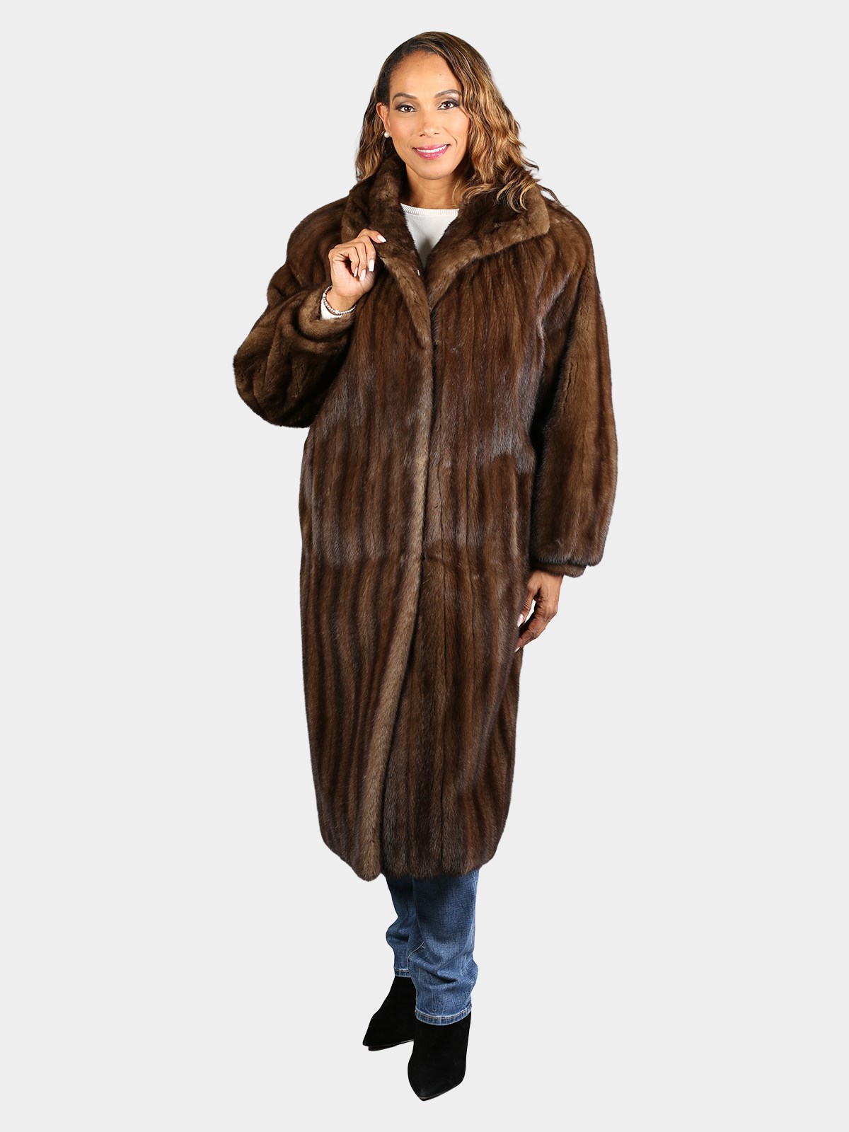 Woman's Natural Light Mahogany Female Mink Fur Coat