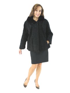 Woman's Black Broadtail Lamb Fur Jacket