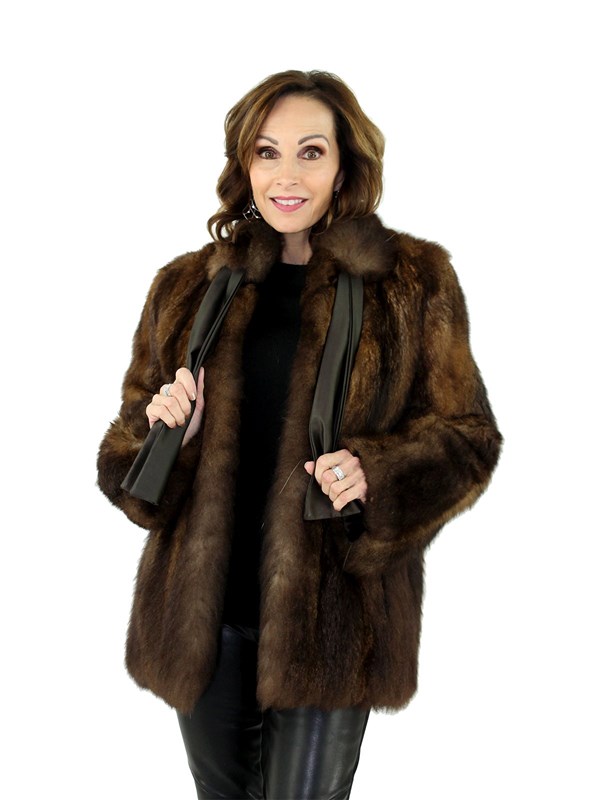 Natural Opossum Fur Coat - Women's Fur Coat - Small| Estate Furs