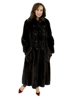 Woman's Double Breasted Mahogany Female Mink Fur Coat