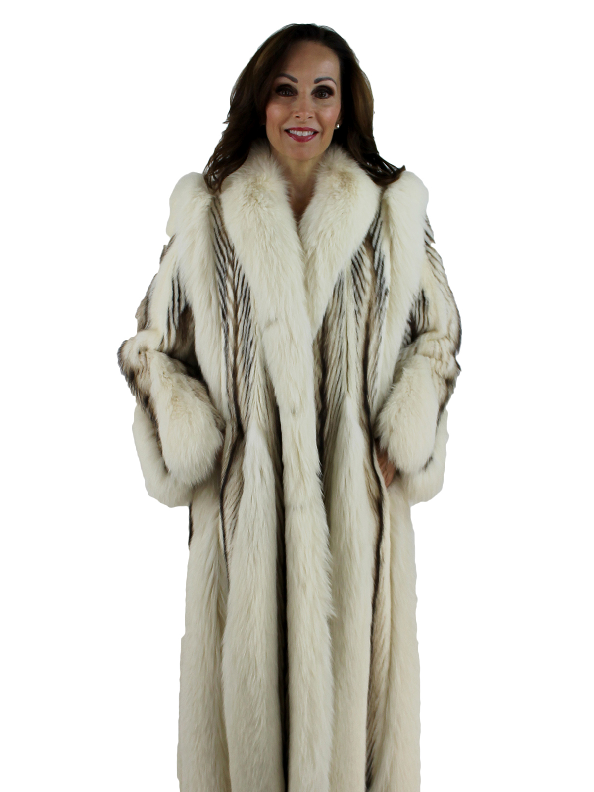Tourmaline Pastel and Mahogany Mink Fur Coat with Fox Inserts and