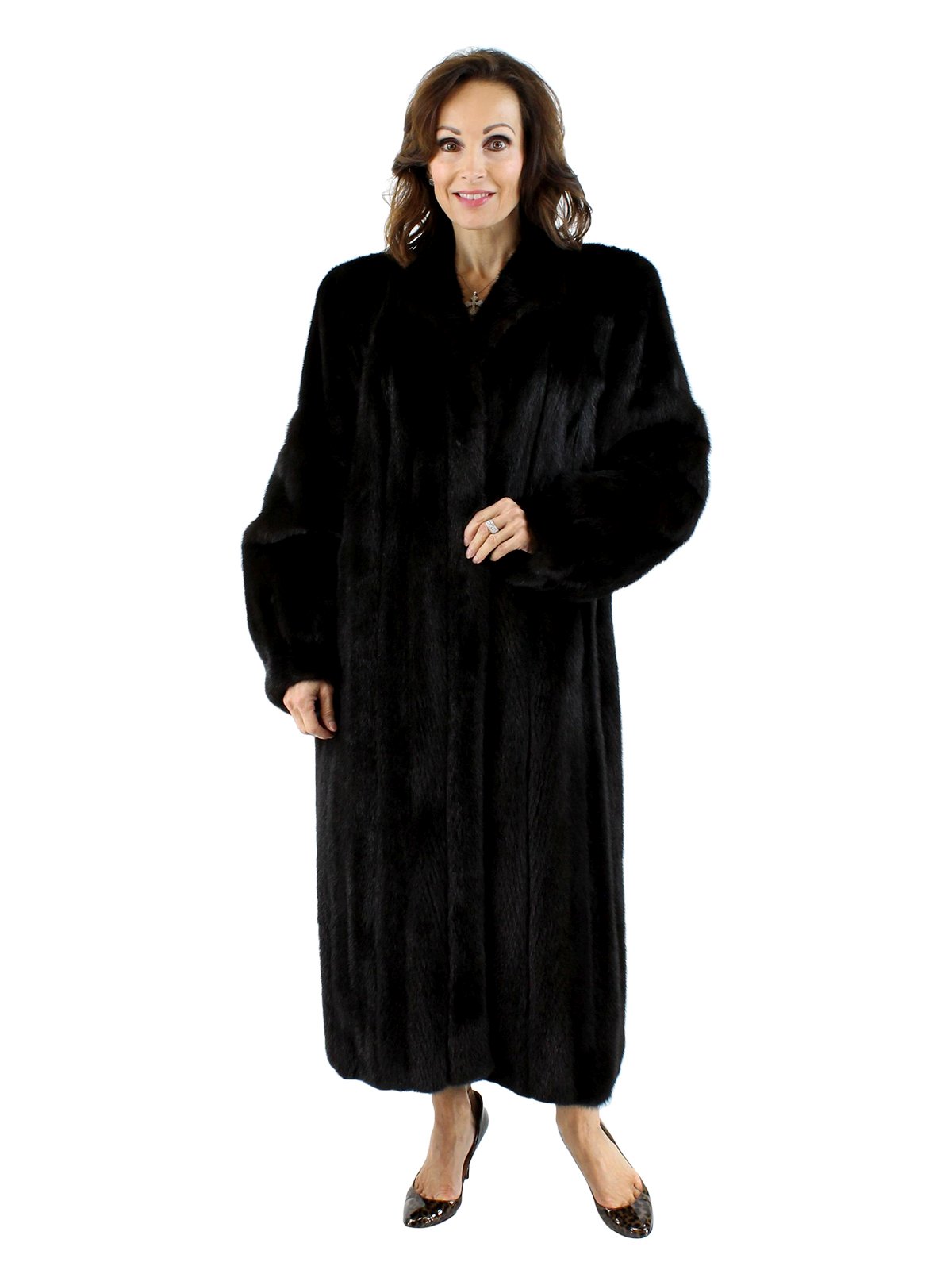 Swakara Russian Lamb Fur Coat - Womens Medium - Black 