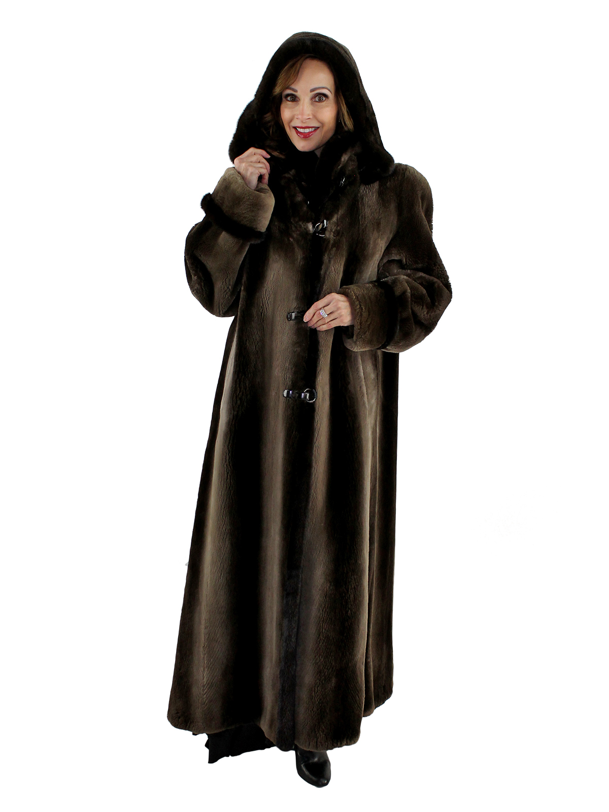 Phantom Sheared Beaver Fur Coat with Detachable Hood - Women's Fur Coat ...