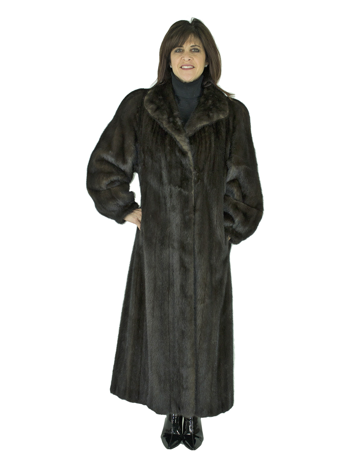 Very Dark Mahogany Female Mink Fur Coat - Women's Mink Coat - Medium ...