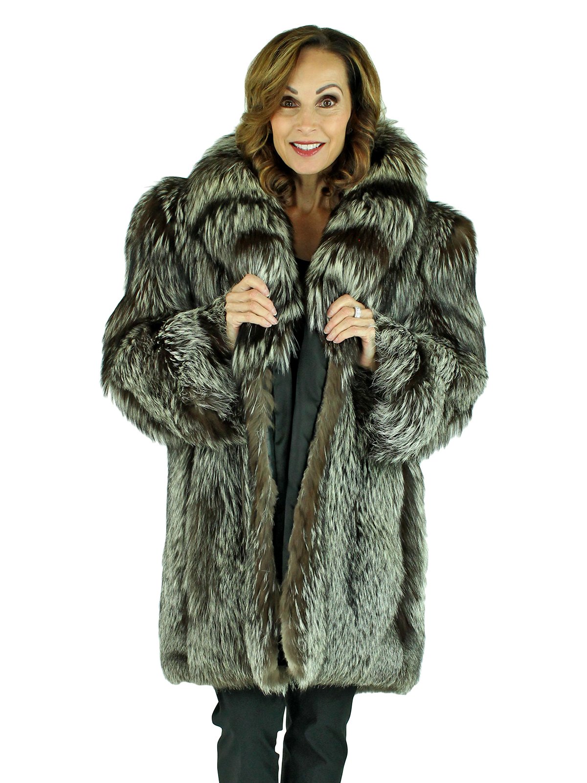 Silver Fox 3/4 Fur Coat - Women's Fur Coat - Large | Estate Furs