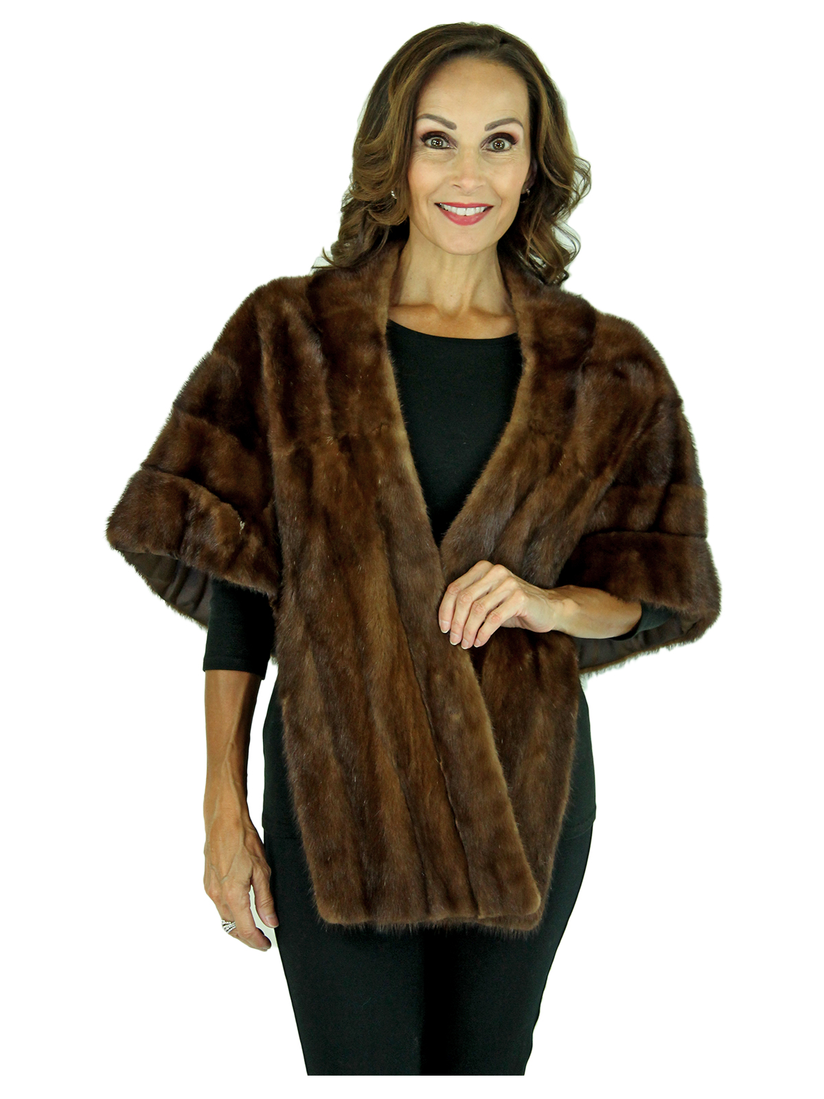Vintage Mahogany Female Mink Fur Stole - Women's Fur Stole - One Size