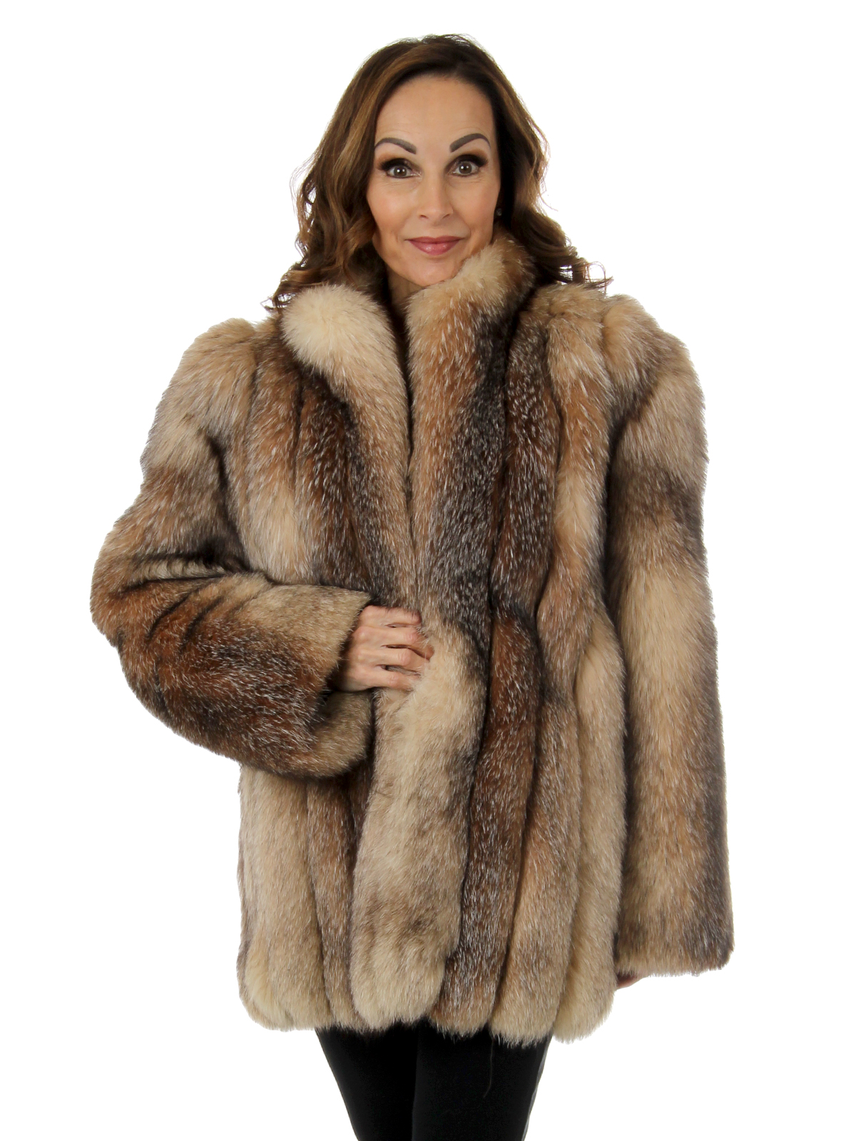 Natural Crystal Fox Fur Jacket - Medium | Estate Furs