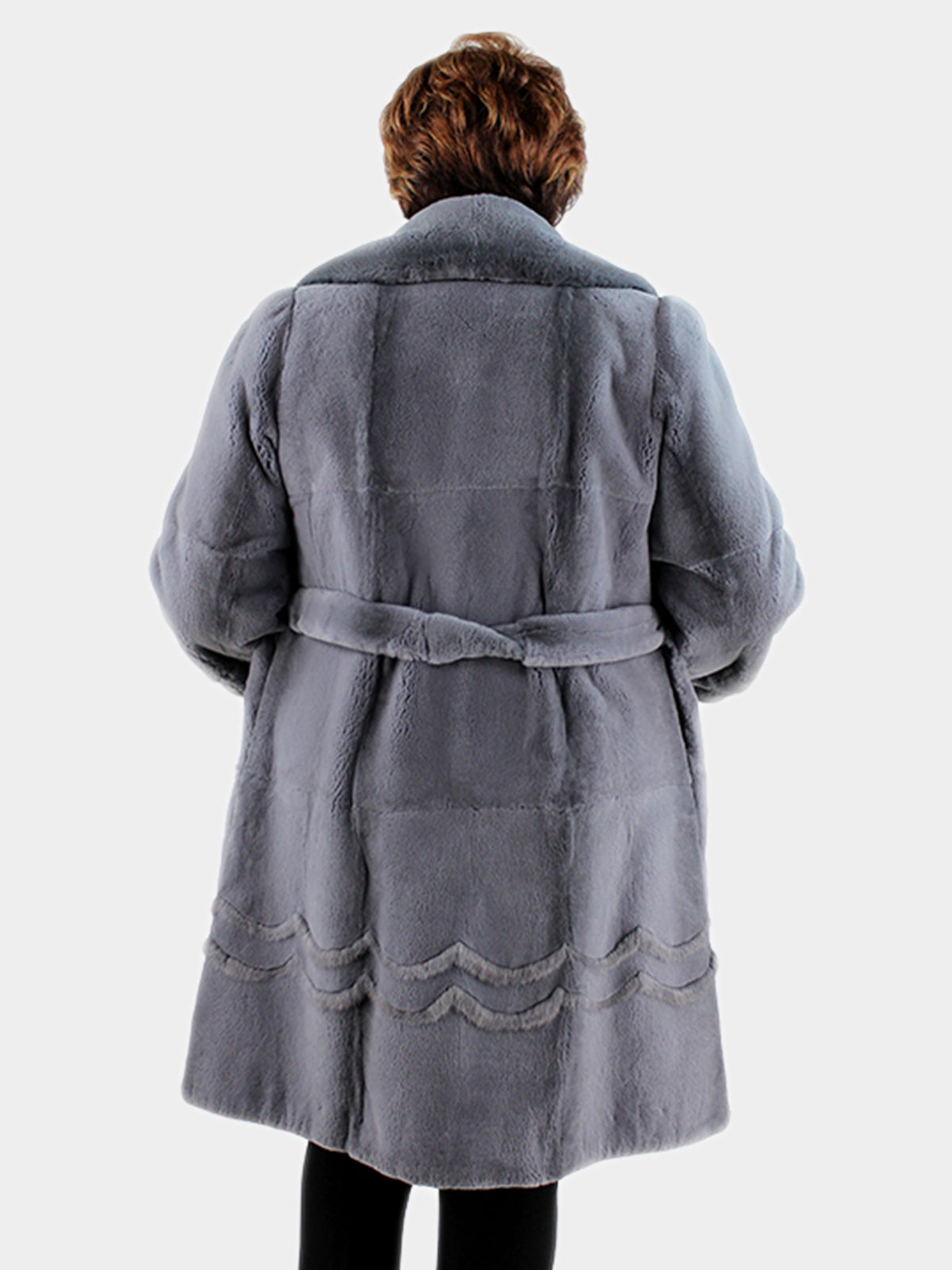 NEW Woman's Periwinkle Lavender Sheared Rabbit Fur Stroller