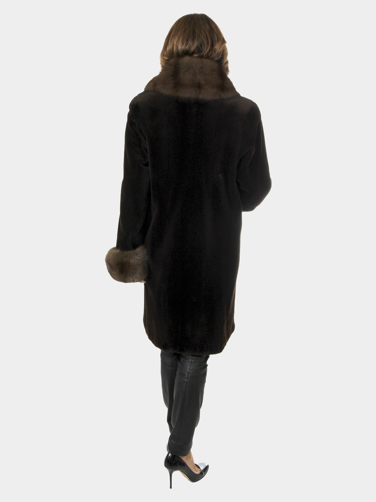 Woman's Dark Brown Sheared Mink Fur Stroller