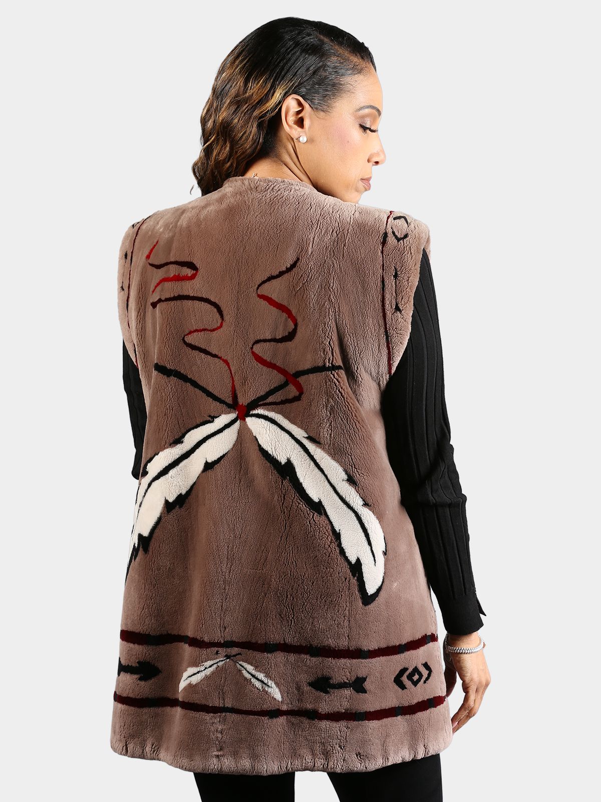 Women's Beige Sheared Beaver Fur Vest