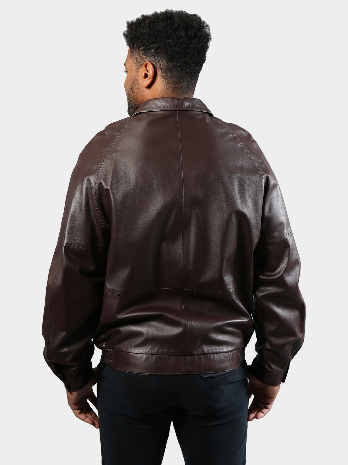 Man's Brown Leather Zip Jacket