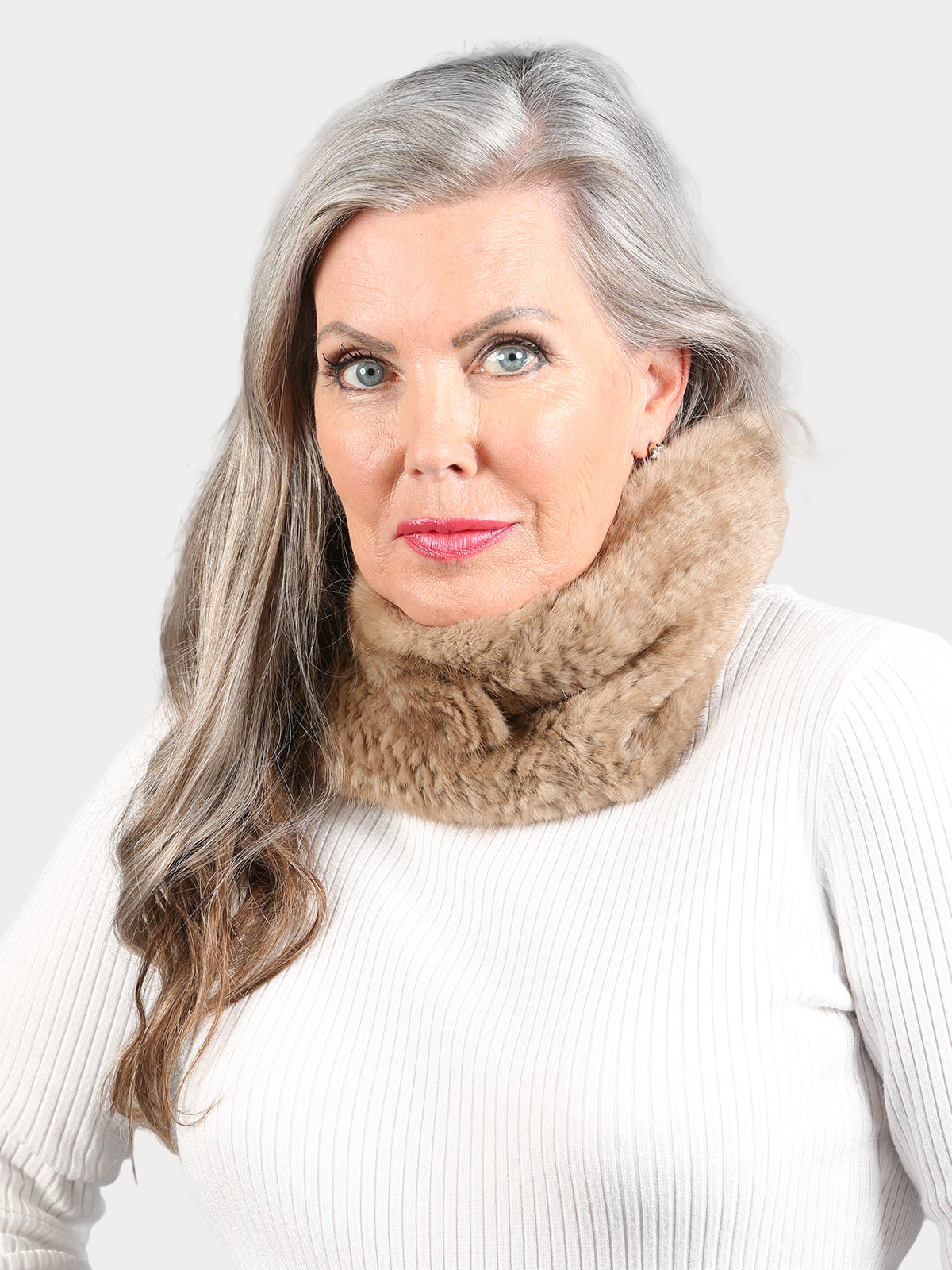 Women's Pastel Mink Knitted Fur Neck Warmer