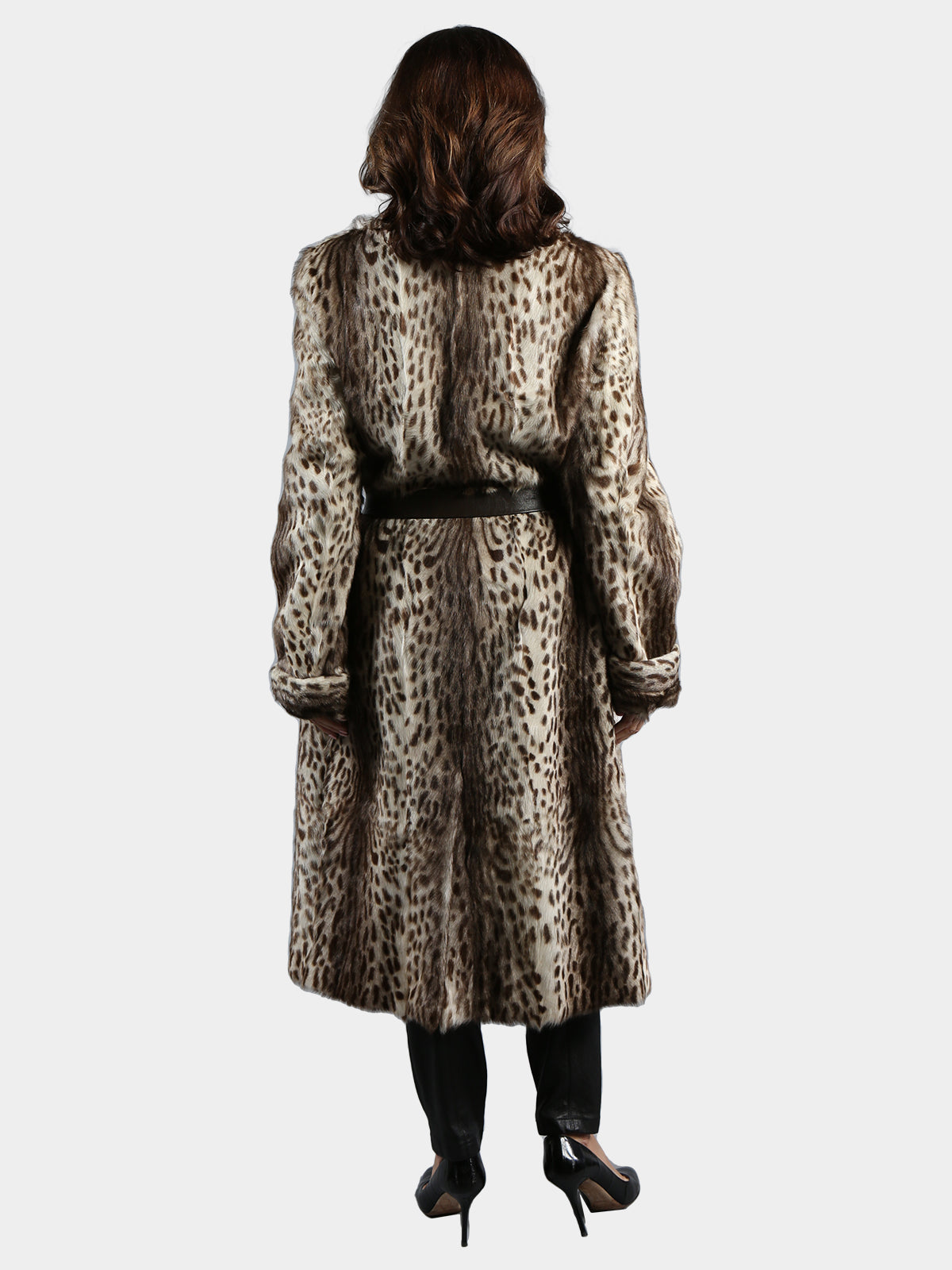 Woman's Animal Print Stenciled Goat Fur Coat