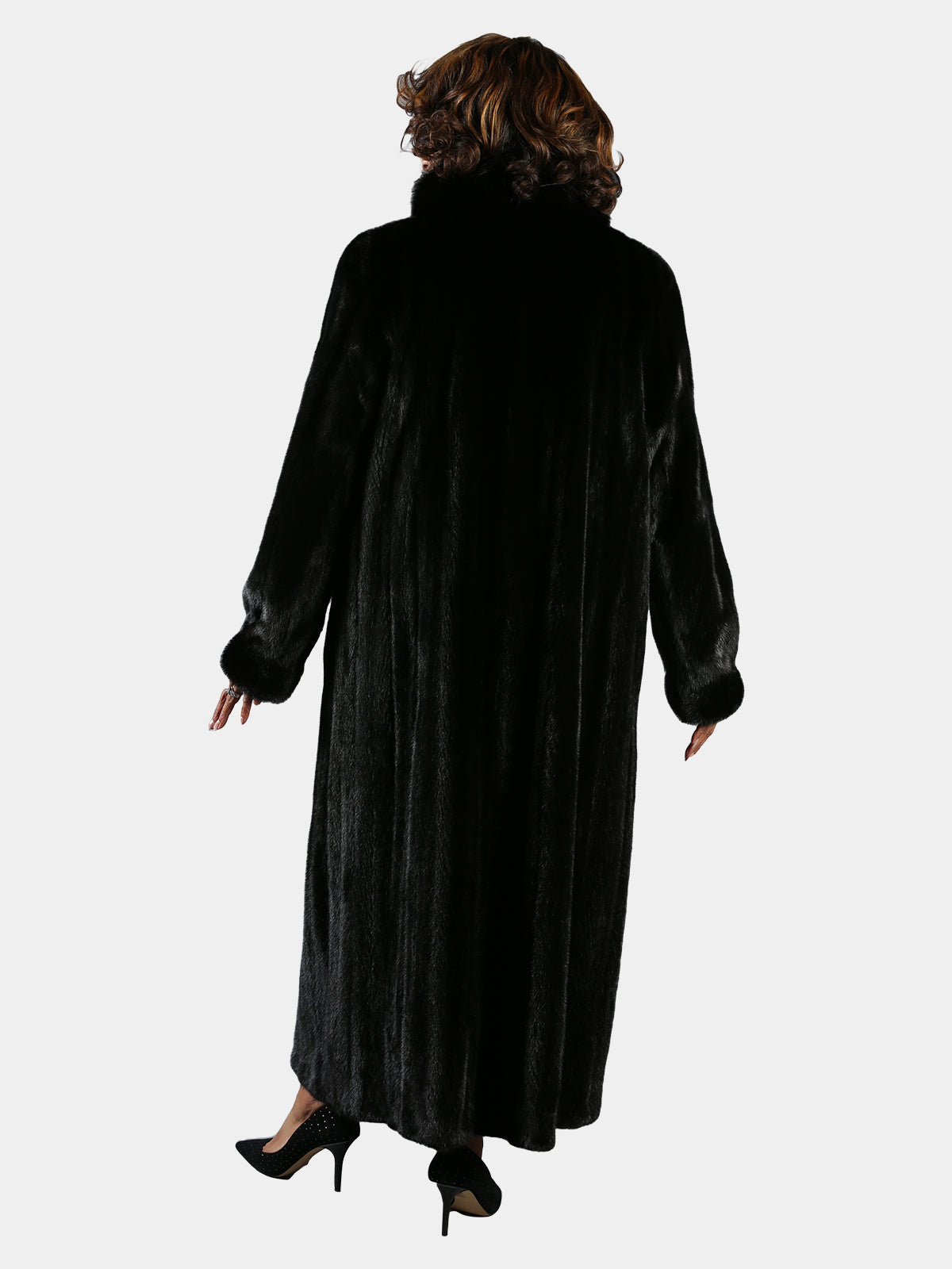 Woman's Ranch Female Mink Fur Coat with Fox Tuxedo Front