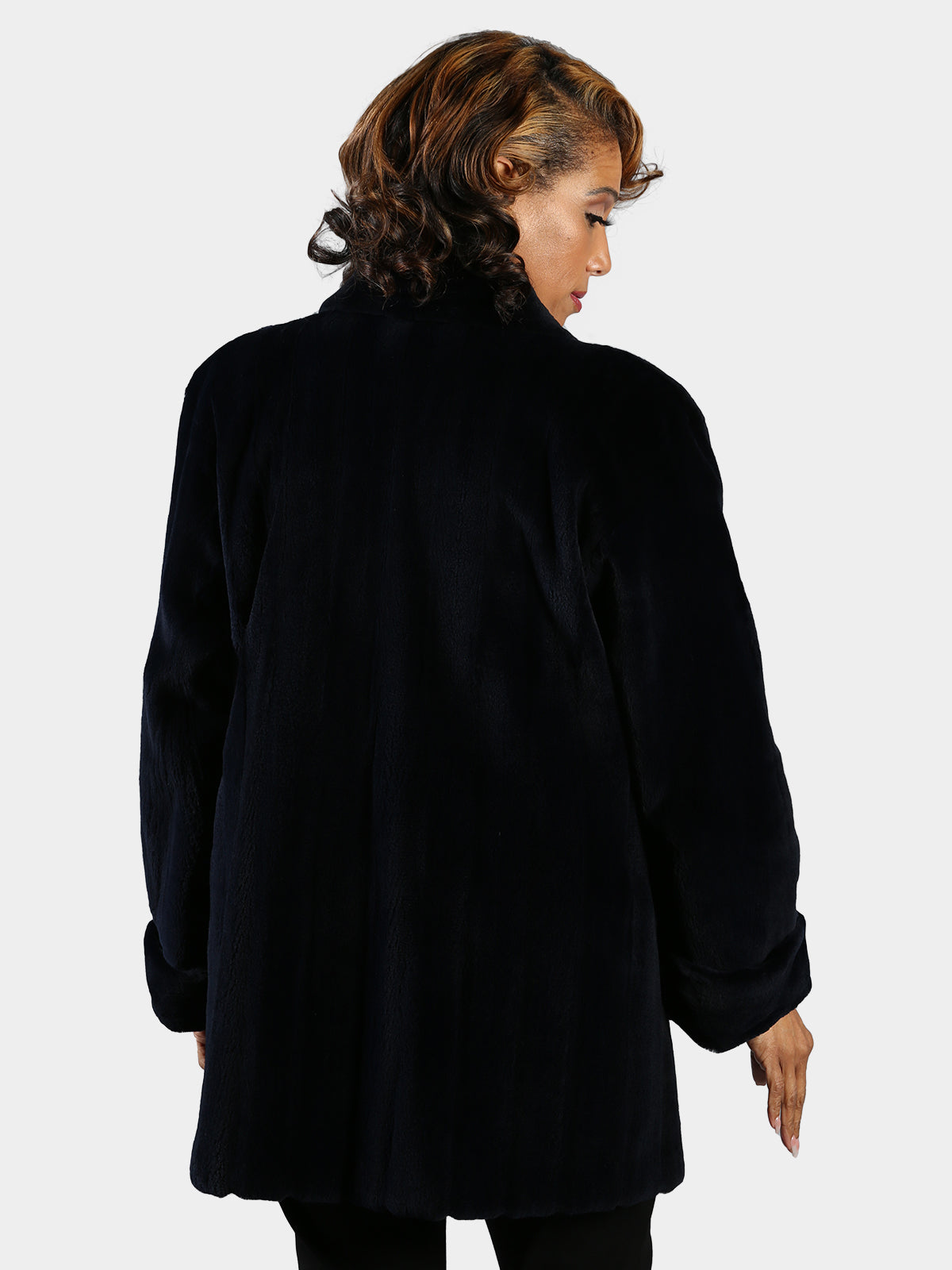 Woman's Navy Blue Sheared Beaver Fur Stroller