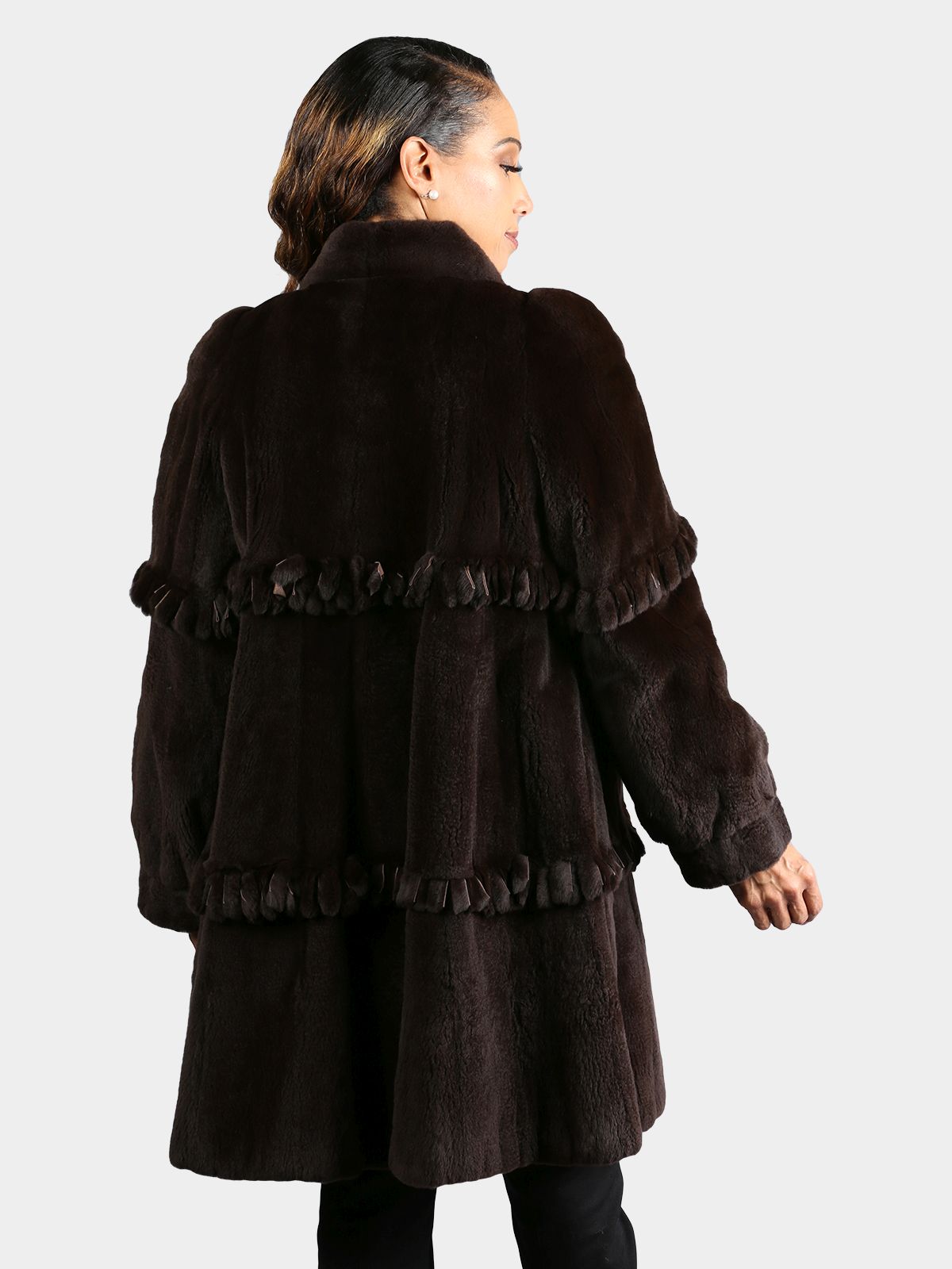 Woman's Brown Sheared Mink Fur Swing Style Stroller