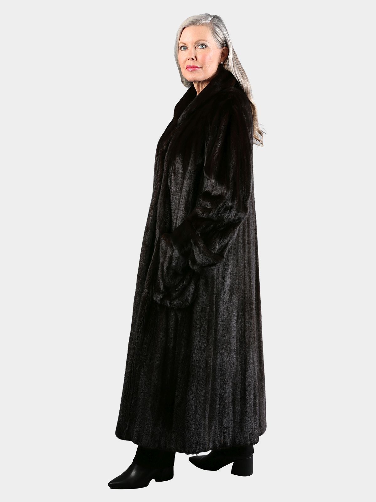 Woman's Darkest Mahogany Female Mink Fur Coat