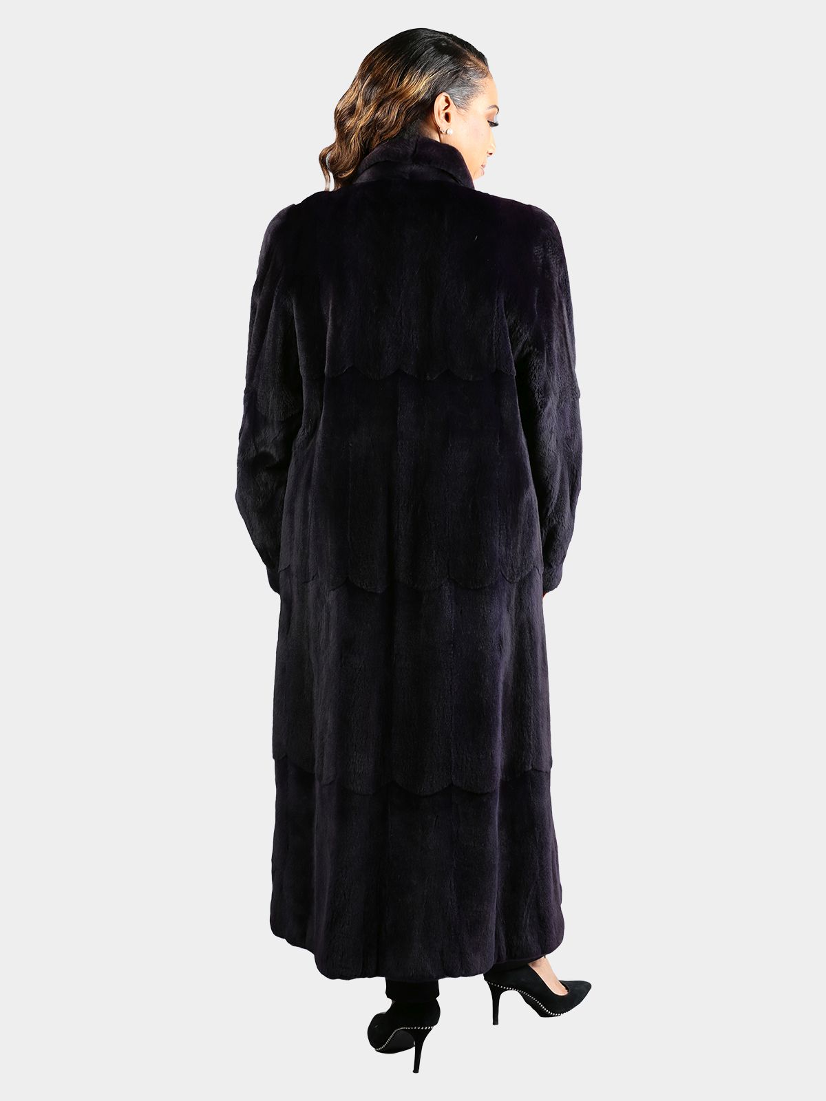 Woman's Dyed Deep Purple Sheared Mink Fur Coat