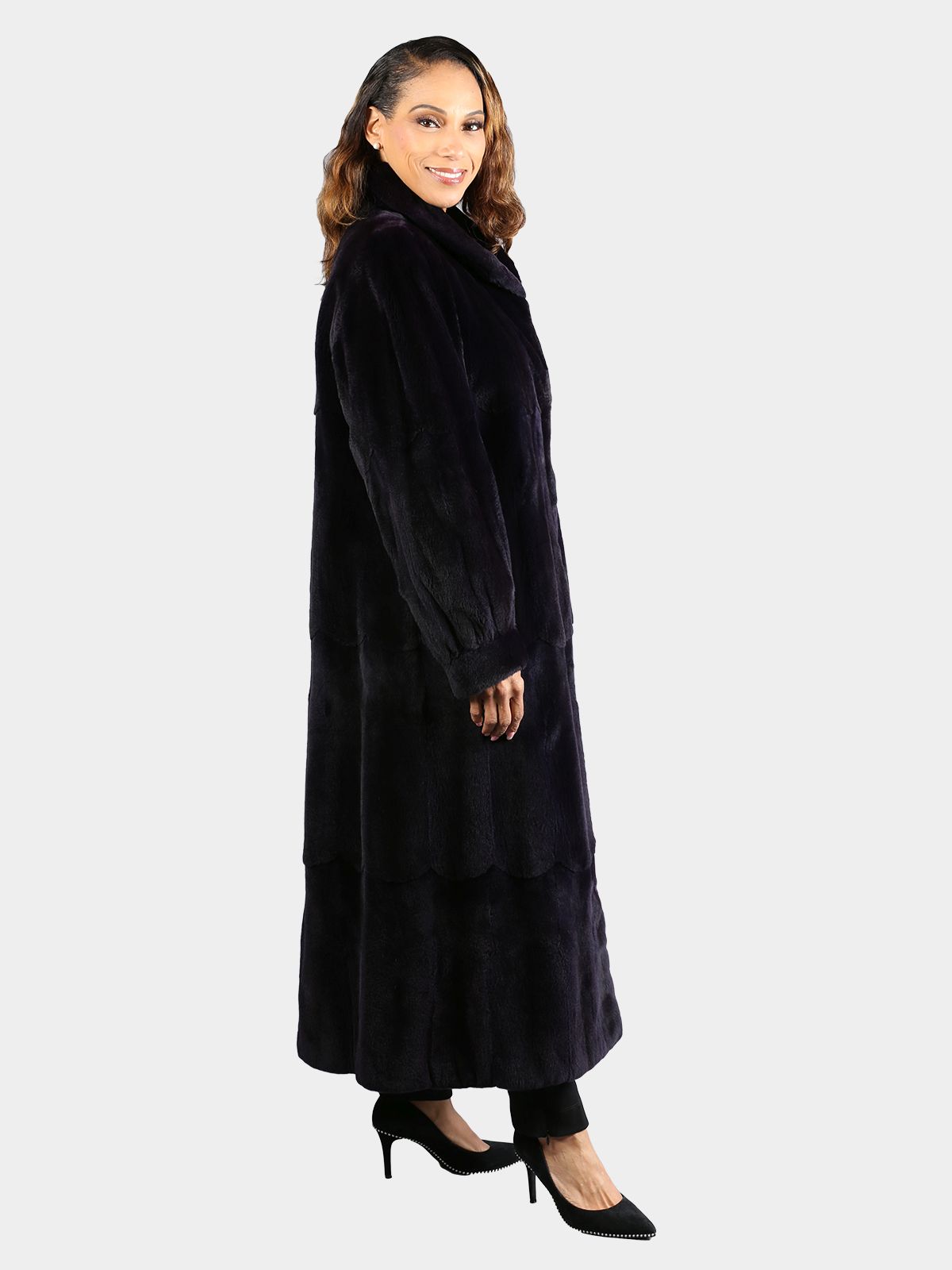 Woman's Dyed Deep Purple Sheared Mink Fur Coat