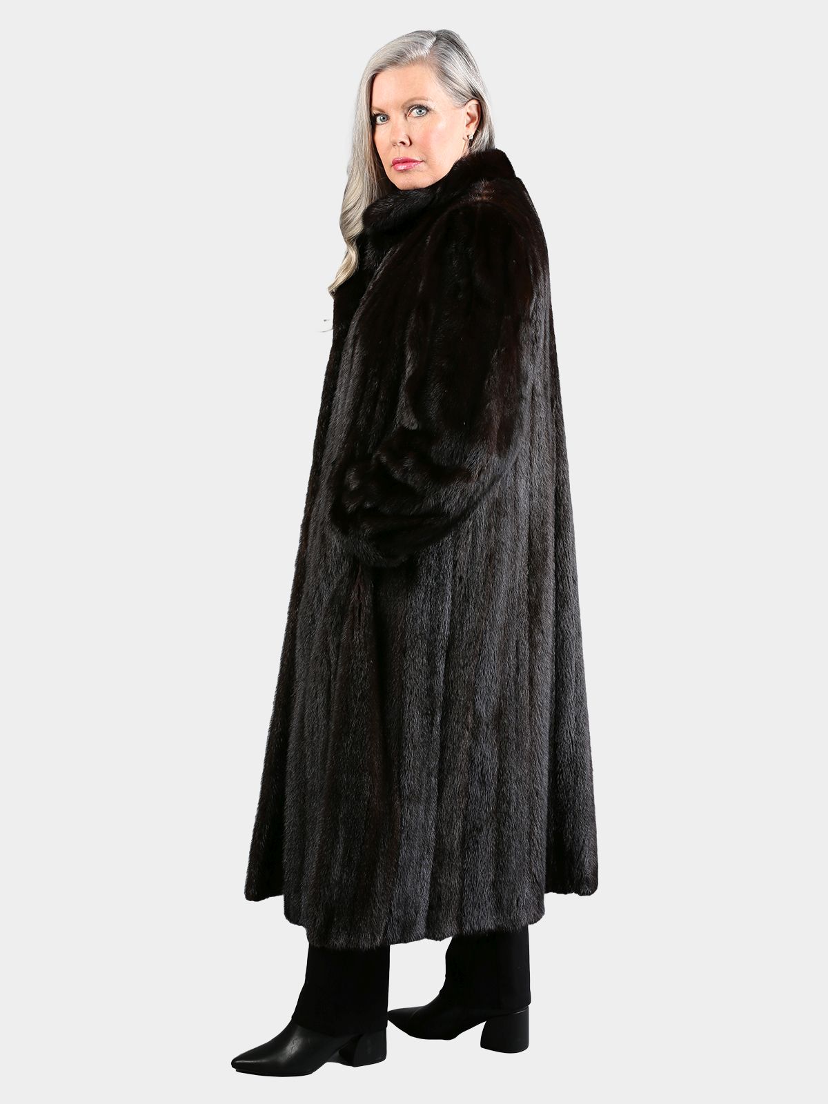 Woman's Deep Mahogany Female Mink Fur Coat