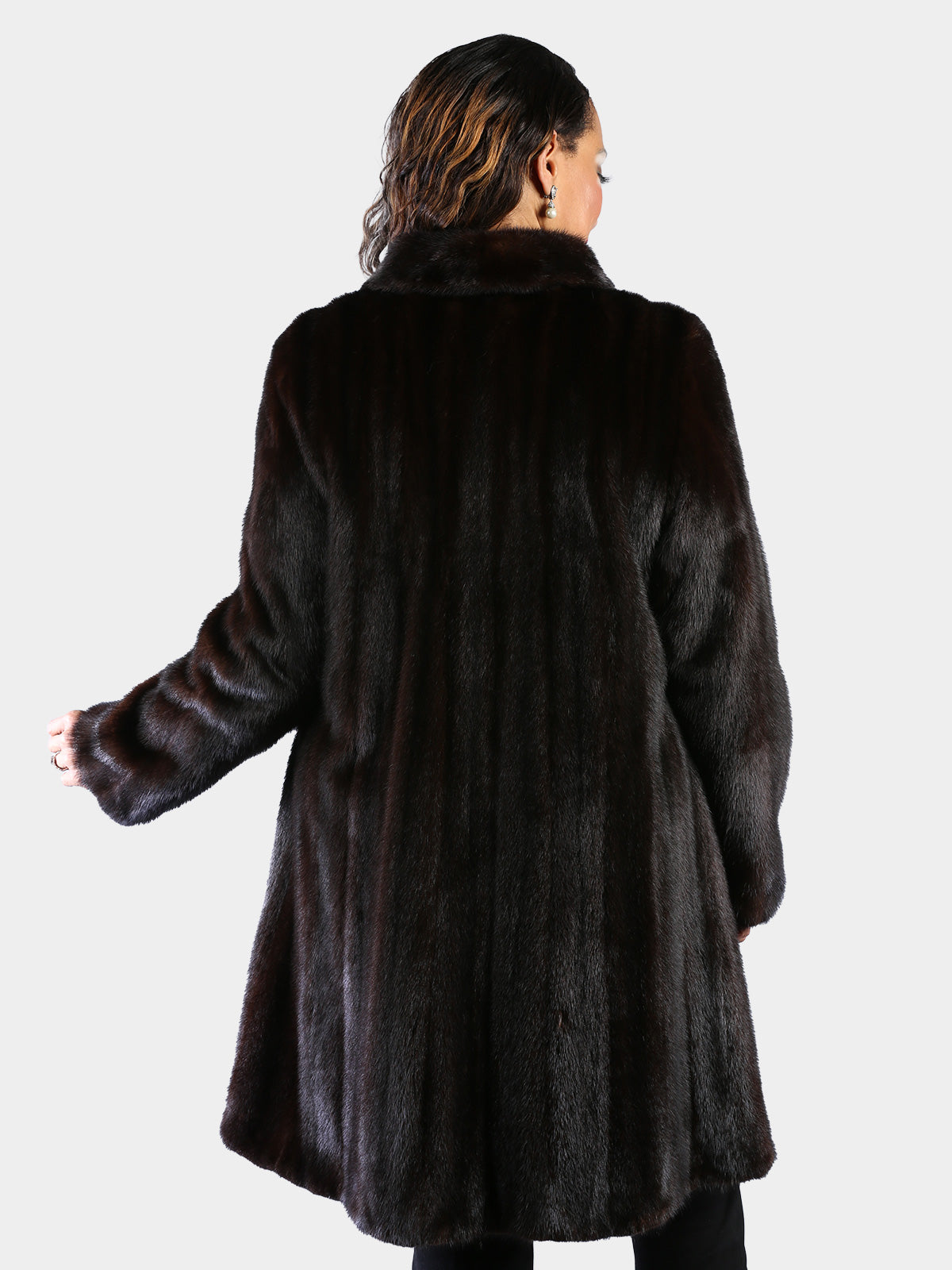 Woman's Deepest Mahogany Female Mink Fur 3/4 Coat
