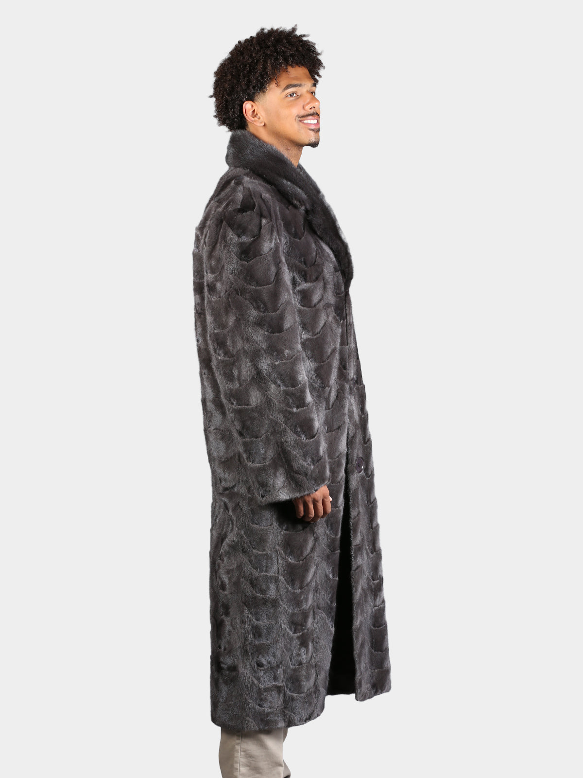 Man's Natural Blue Iris Sculptured Mink Coat