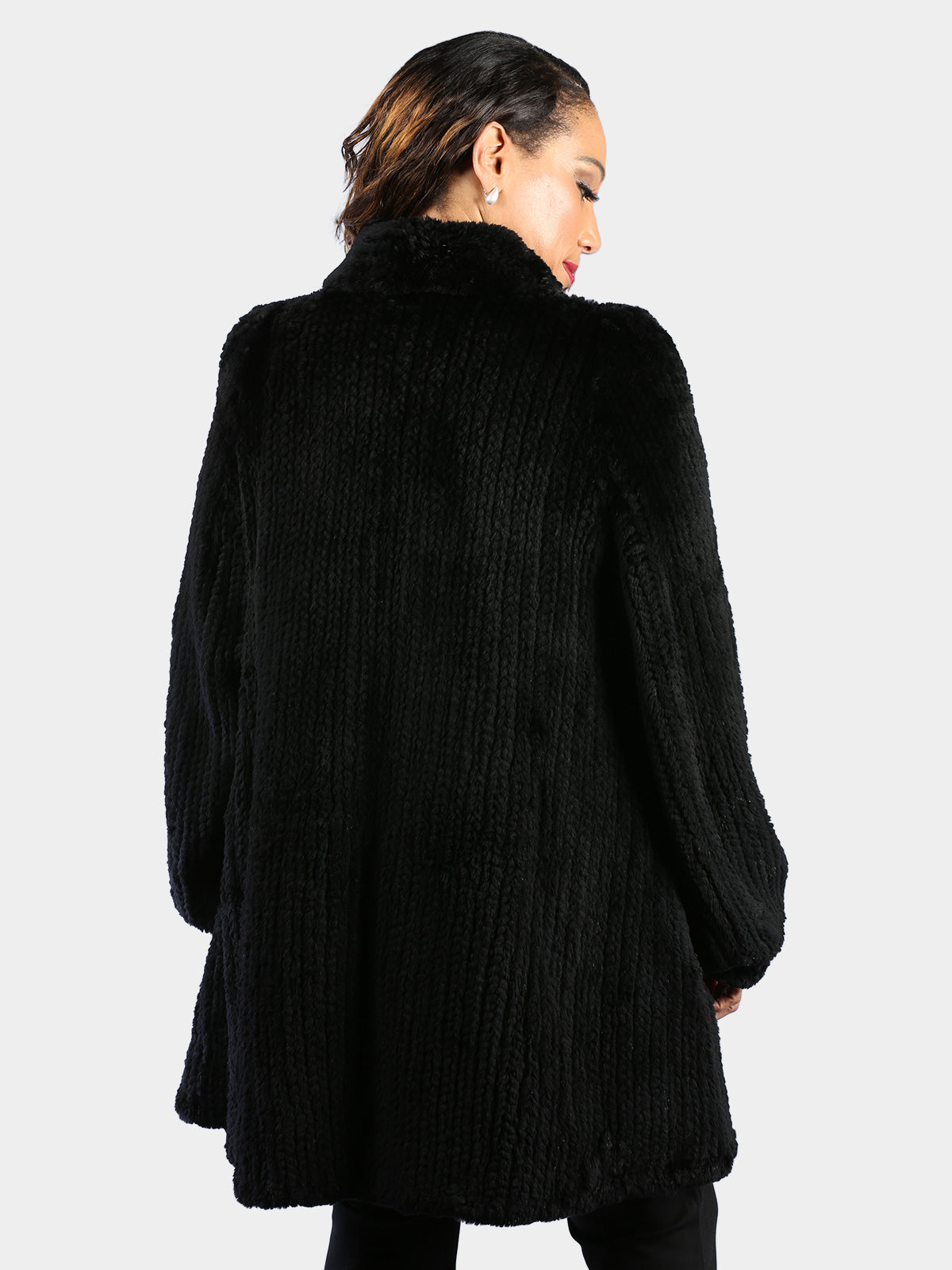 Woman's Dyed Black Sheared and Knit Mink Fur Stroller