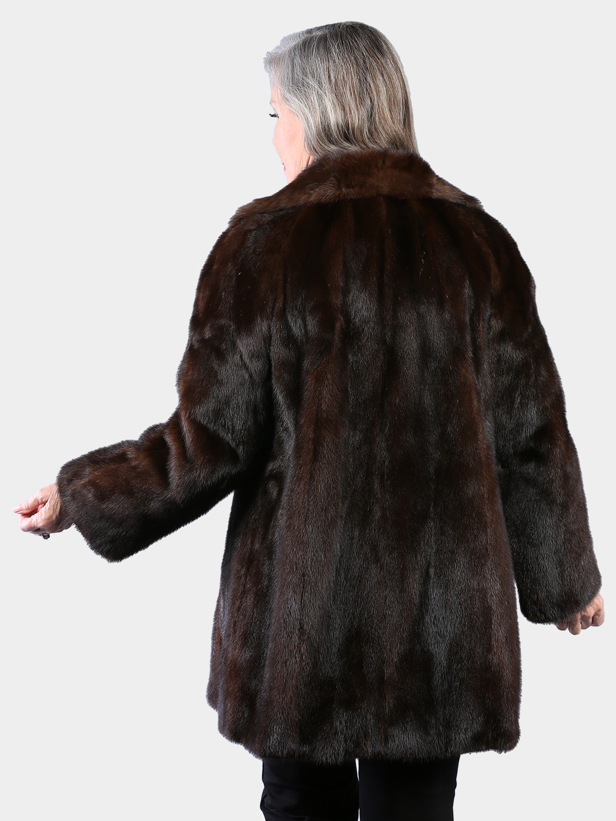 Woman's Natural Mahogany Mink Fur Stroller with Sable Collar