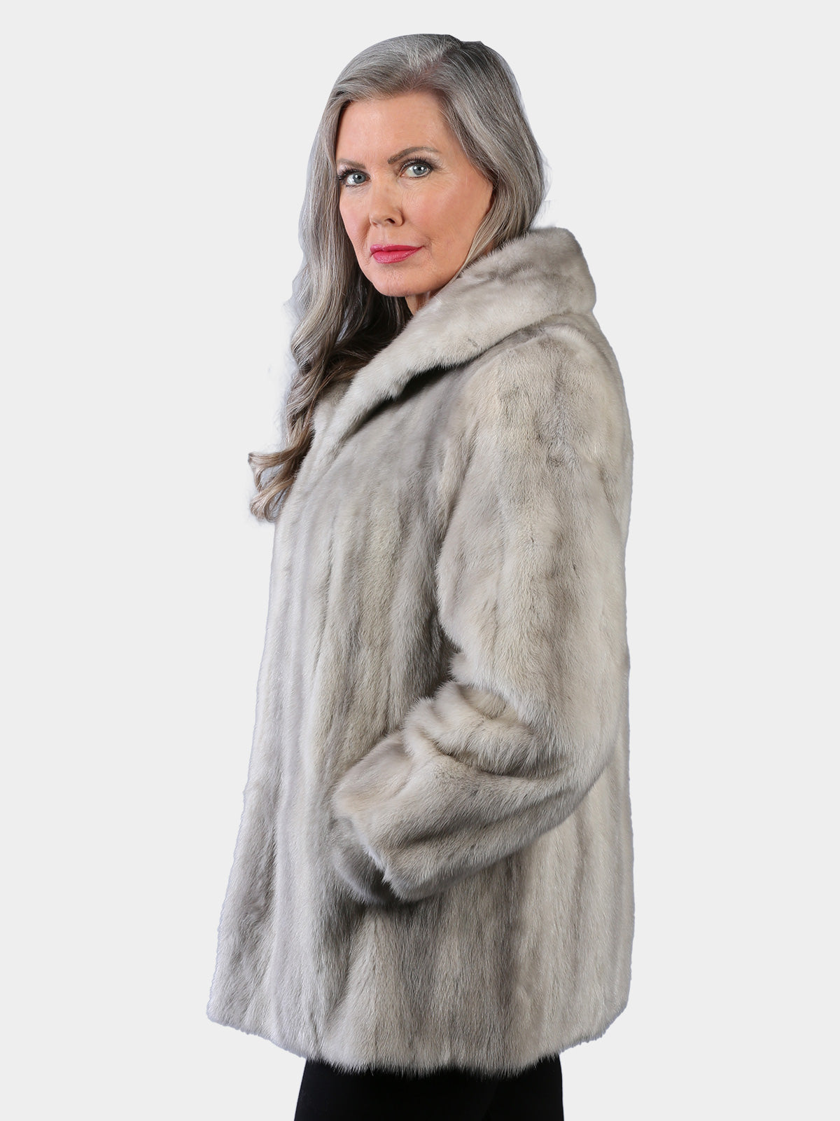 Woman's Natural Cerulean Female Mink Fur Jacket