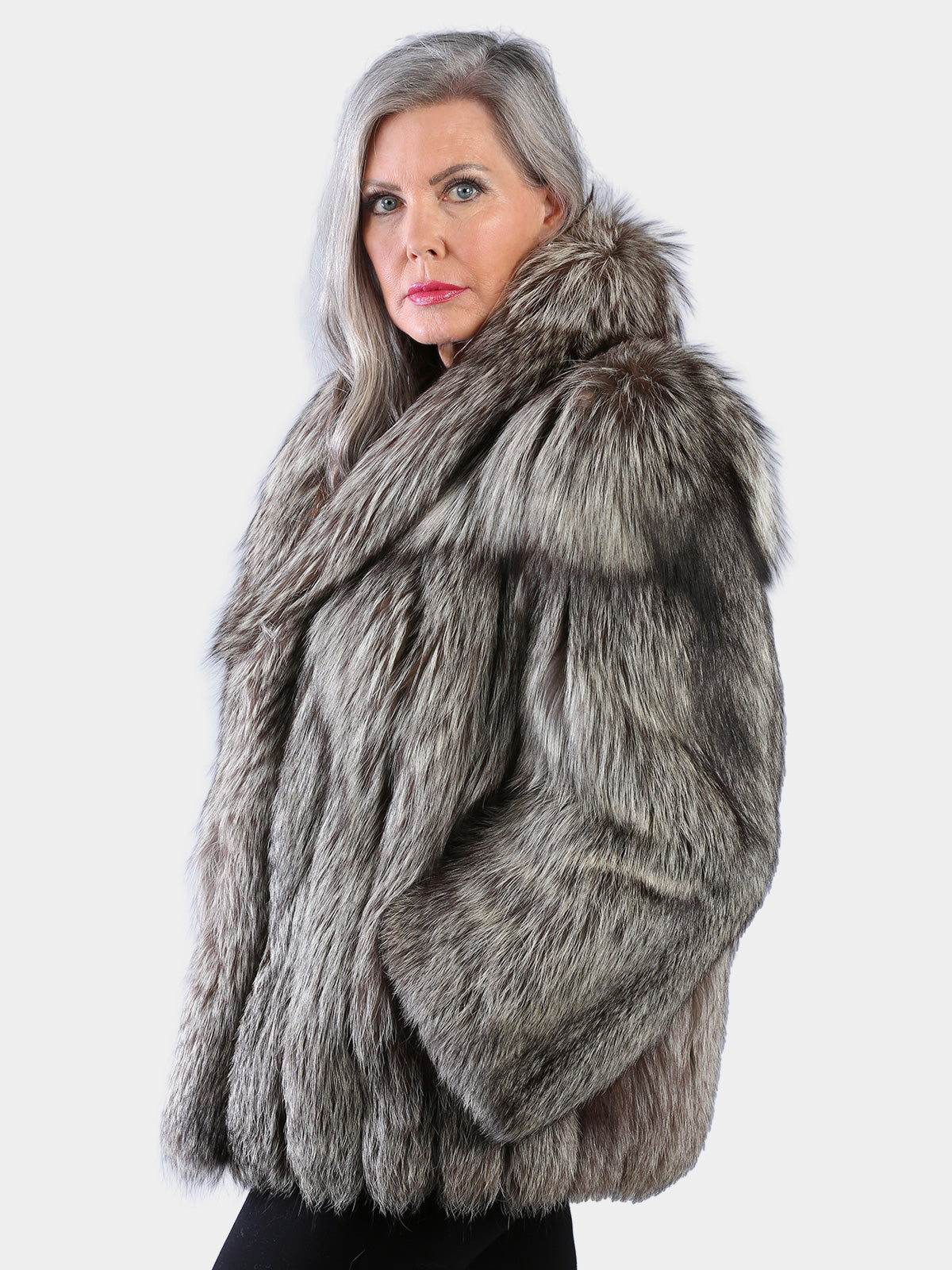Woman's Natural Silver Fox Fur Jacket
