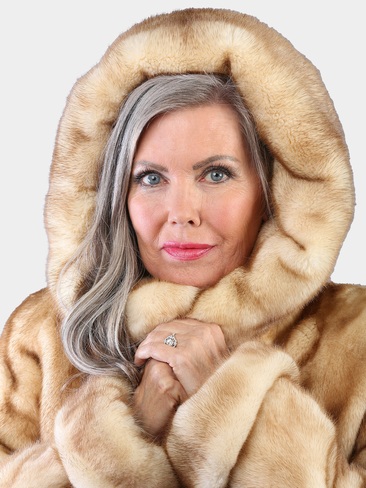Woman's Natural Bleached Mahogany Female Mink Parka