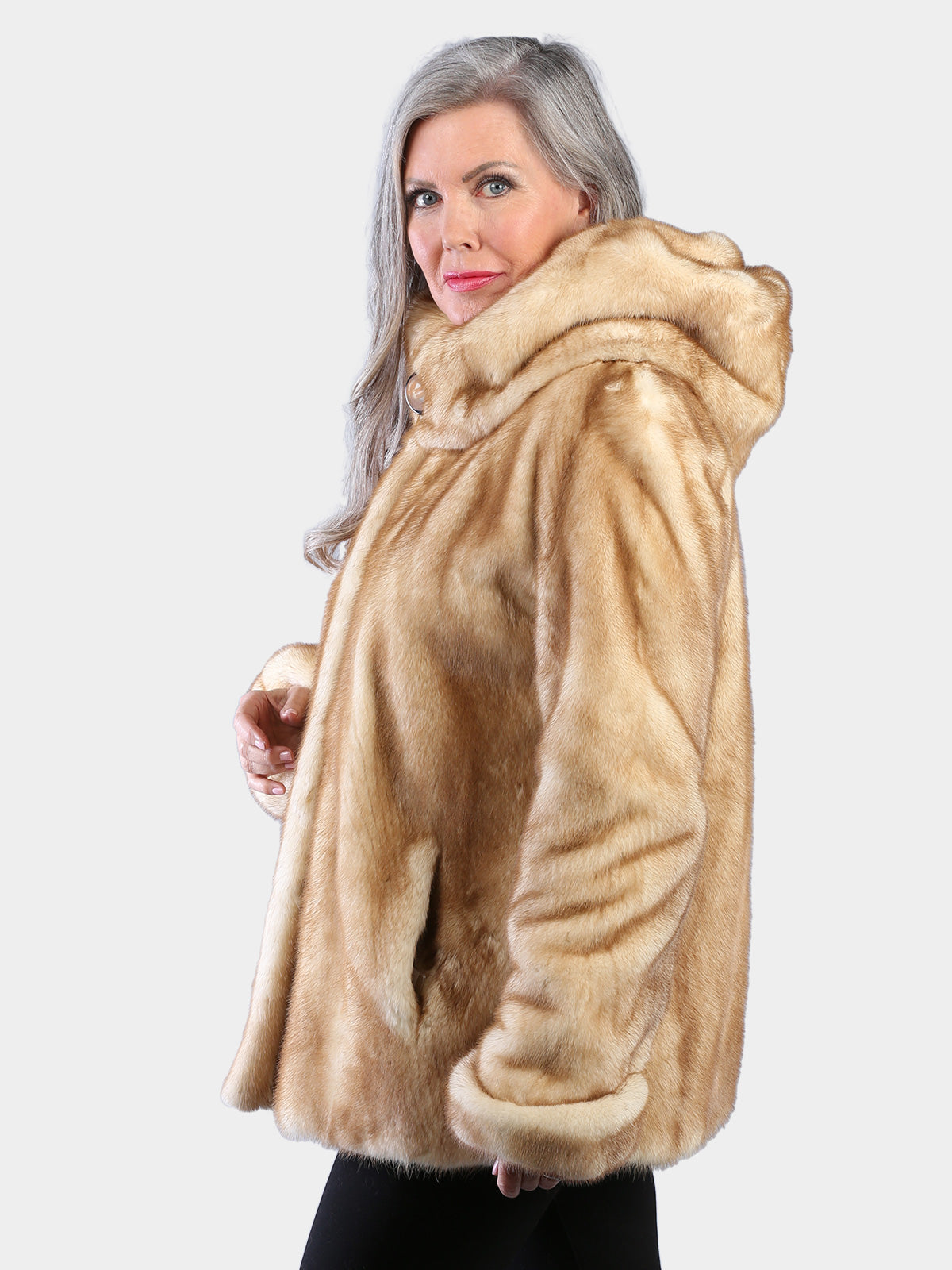 Woman's Natural Bleached Mahogany Female Mink Parka