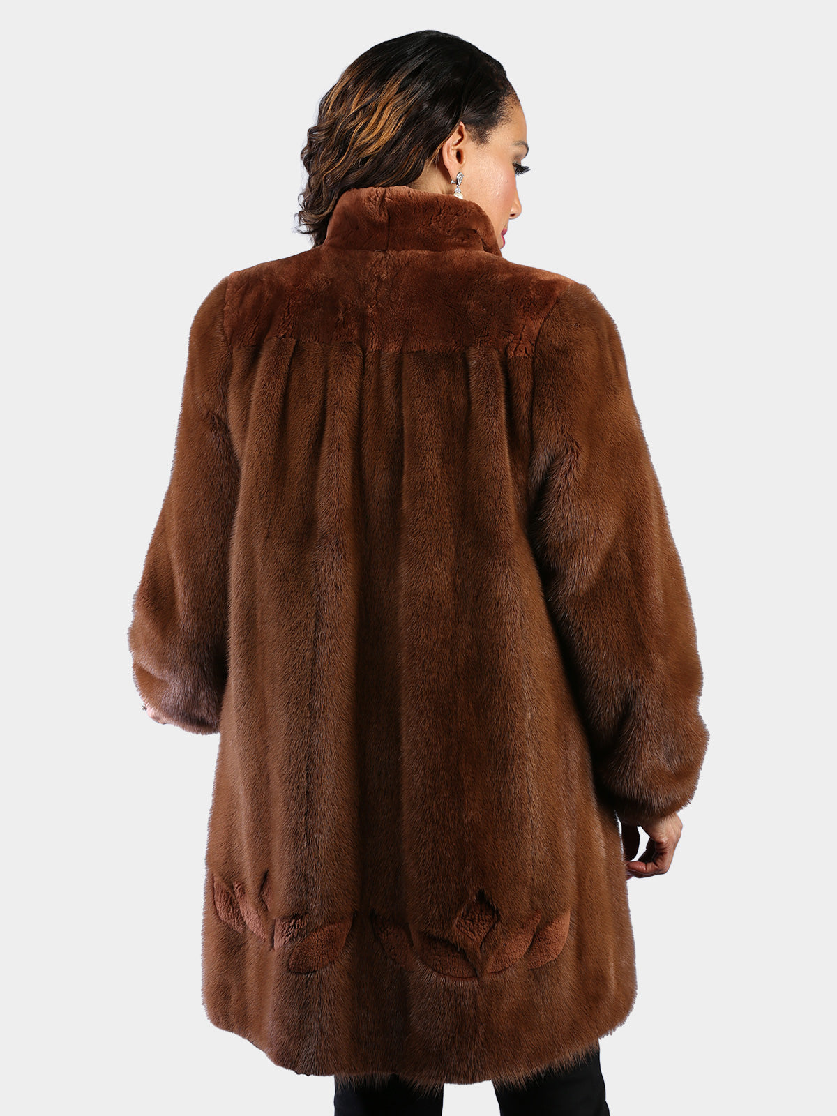 Woman's Dyed Whiskey Mink Fur Stroller with Sheared Beaver Trim