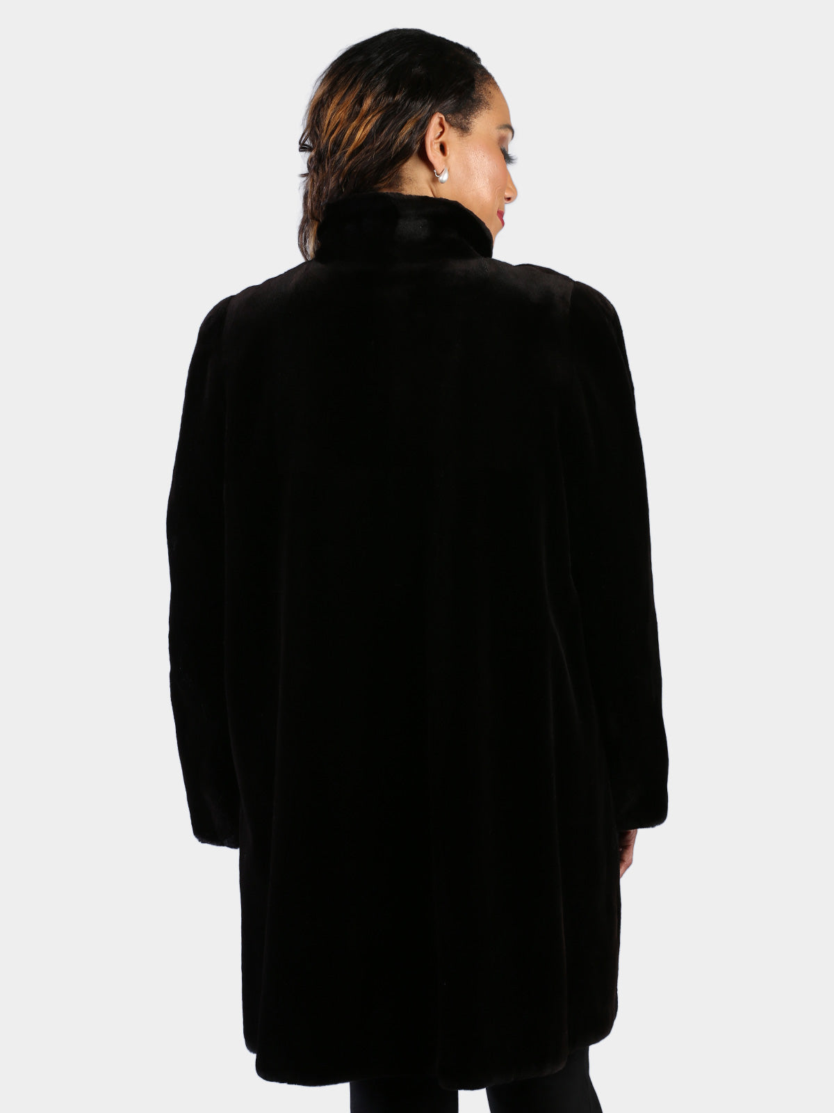 Woman's Dyed Black Sheared Mink Fur Stroller